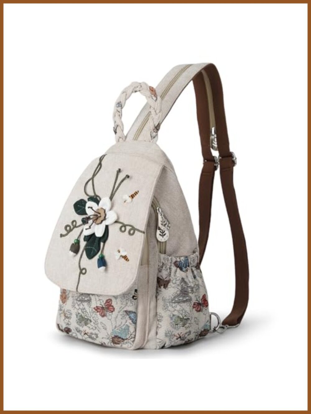 AULUDA Convertible Sling Bag Canvas Backpack Women Crossbody Handbag